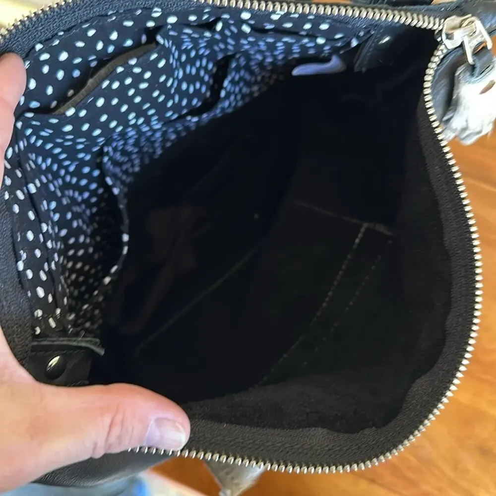 Beaudin Black Shoulder Bag with Silver Accent Pocket